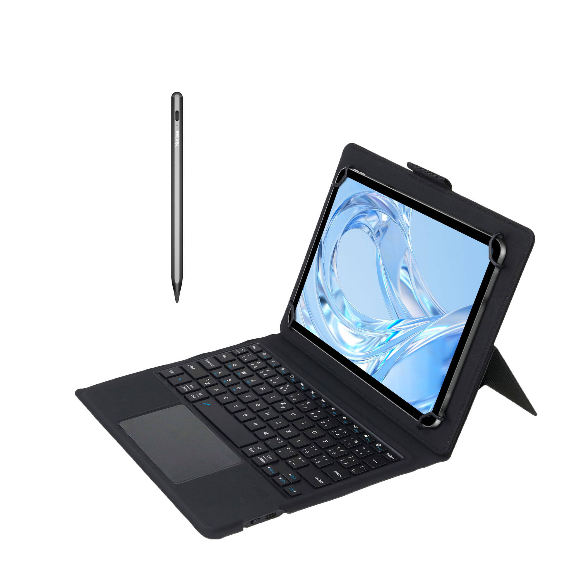 Bluetooth pouzdro na tablet s klávesnicí + aktivní stylus pero