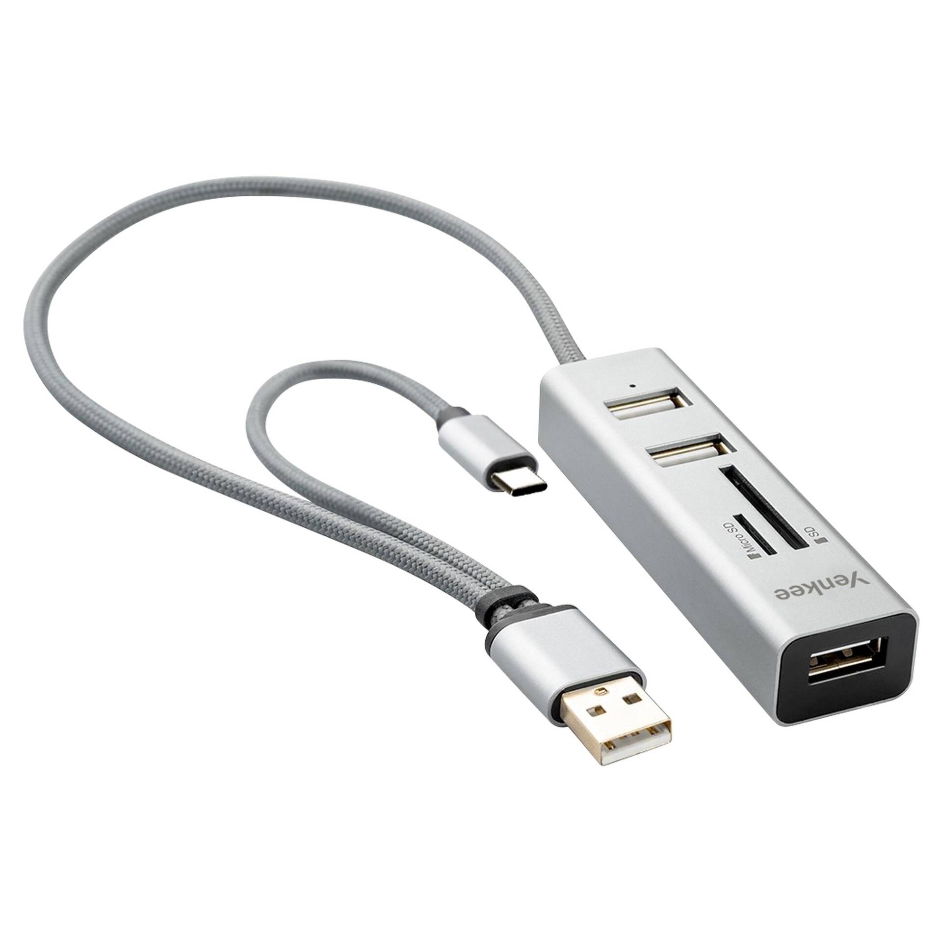 Hub 3x USB 2.0 se čtečkou paměťových karet USB-C OTG