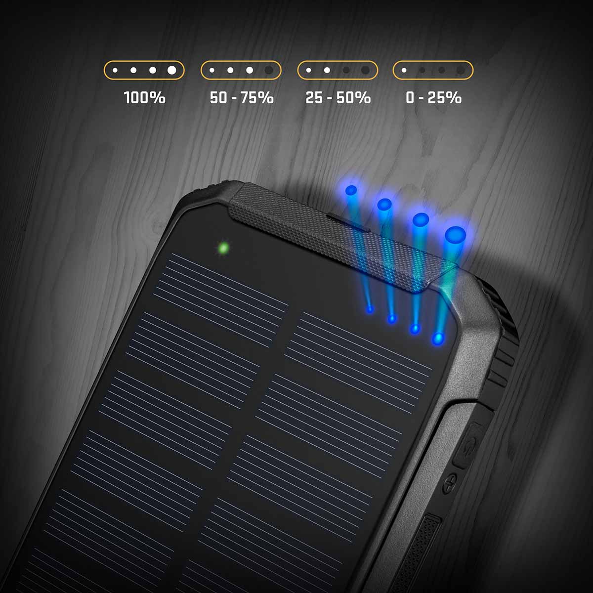 LED battery and charging status indicators