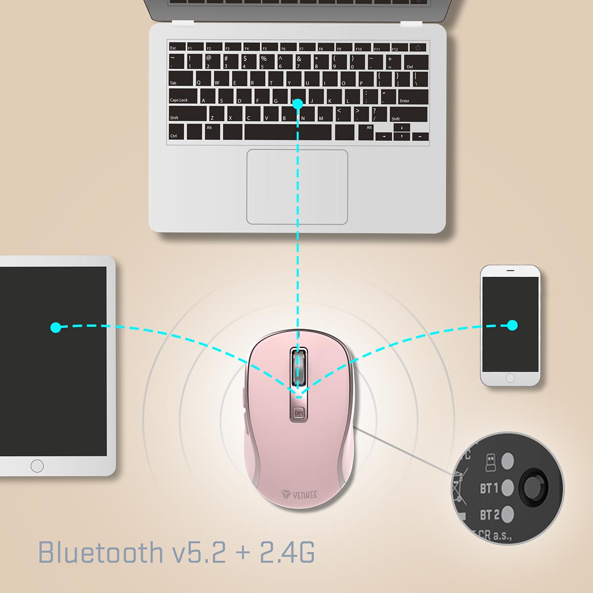 Three wireless solutions 2.4G + BT1 + BT2