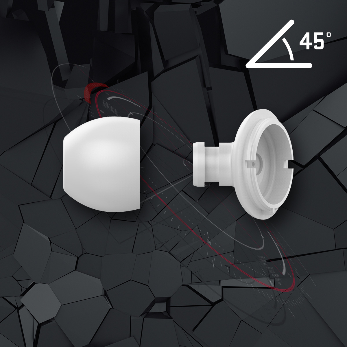 Ergonomie 45° do uší