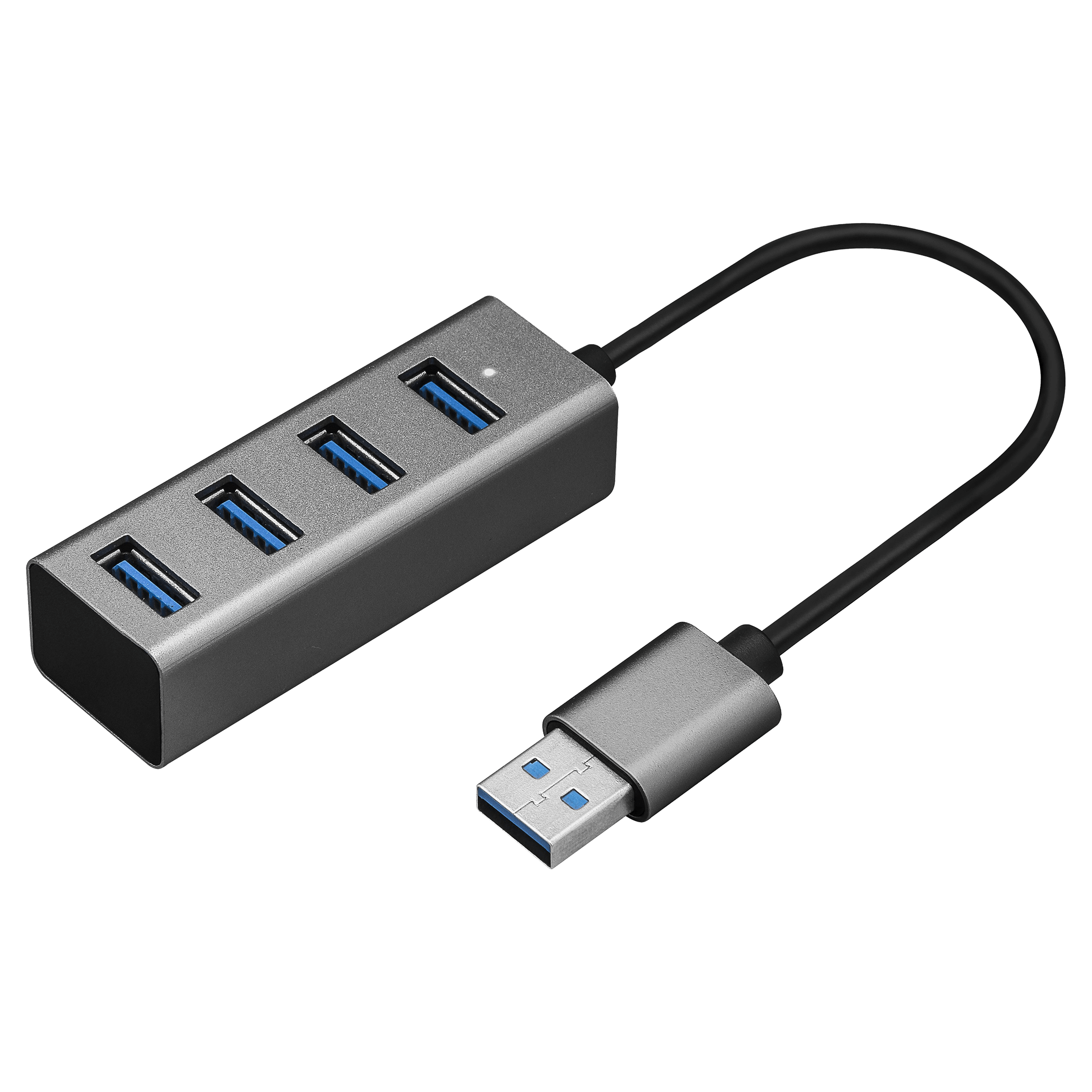 HUBERT Hliníkový USB rozbočovač se 4 porty, černý