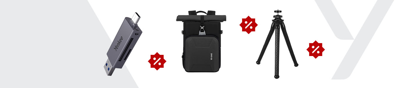 Využij zvýhodněné nabídky na foto příslušenství Yenkee a ochraň svou techniku stylově a spolehlivě.