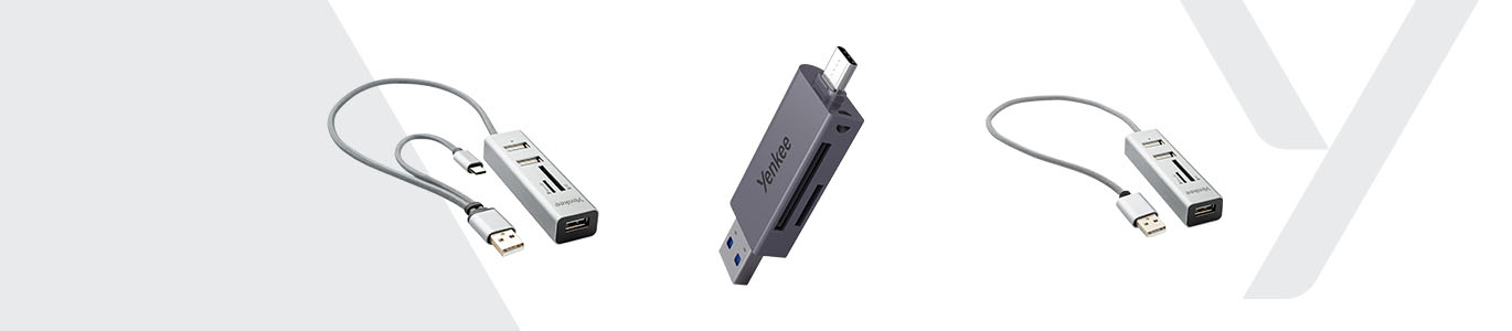 Čtečky paměťových karet a huby Yenkee jsou praktickým řešením pro snadné přenášení a správu dat z různých typů paměťových karet.